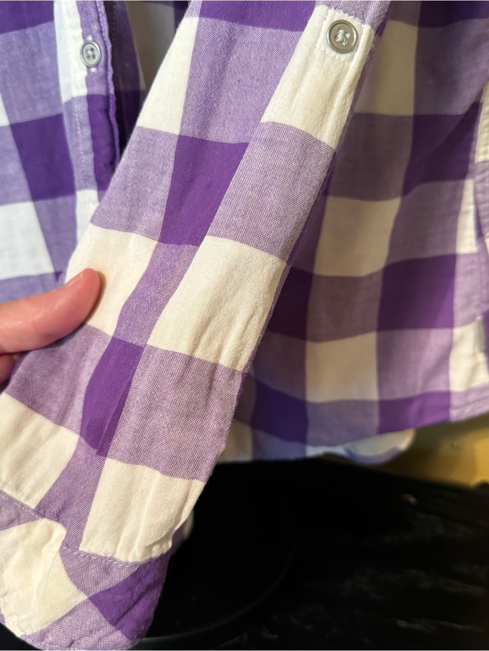 Columbia LSU Tigers Women’s XL Purple Plaid Hooded Flannel Shirt Roll Tab - Picture 6 of 12